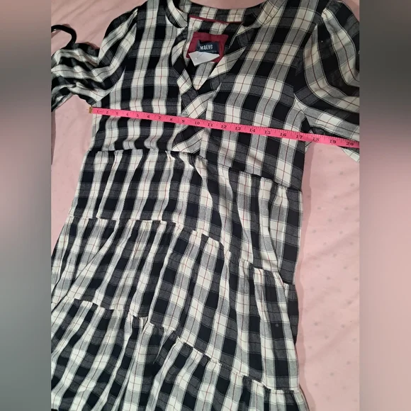 Maeve by Anthropologie Tiered Plaid Mini Dress - Size M Like New - Picture 4 of 16